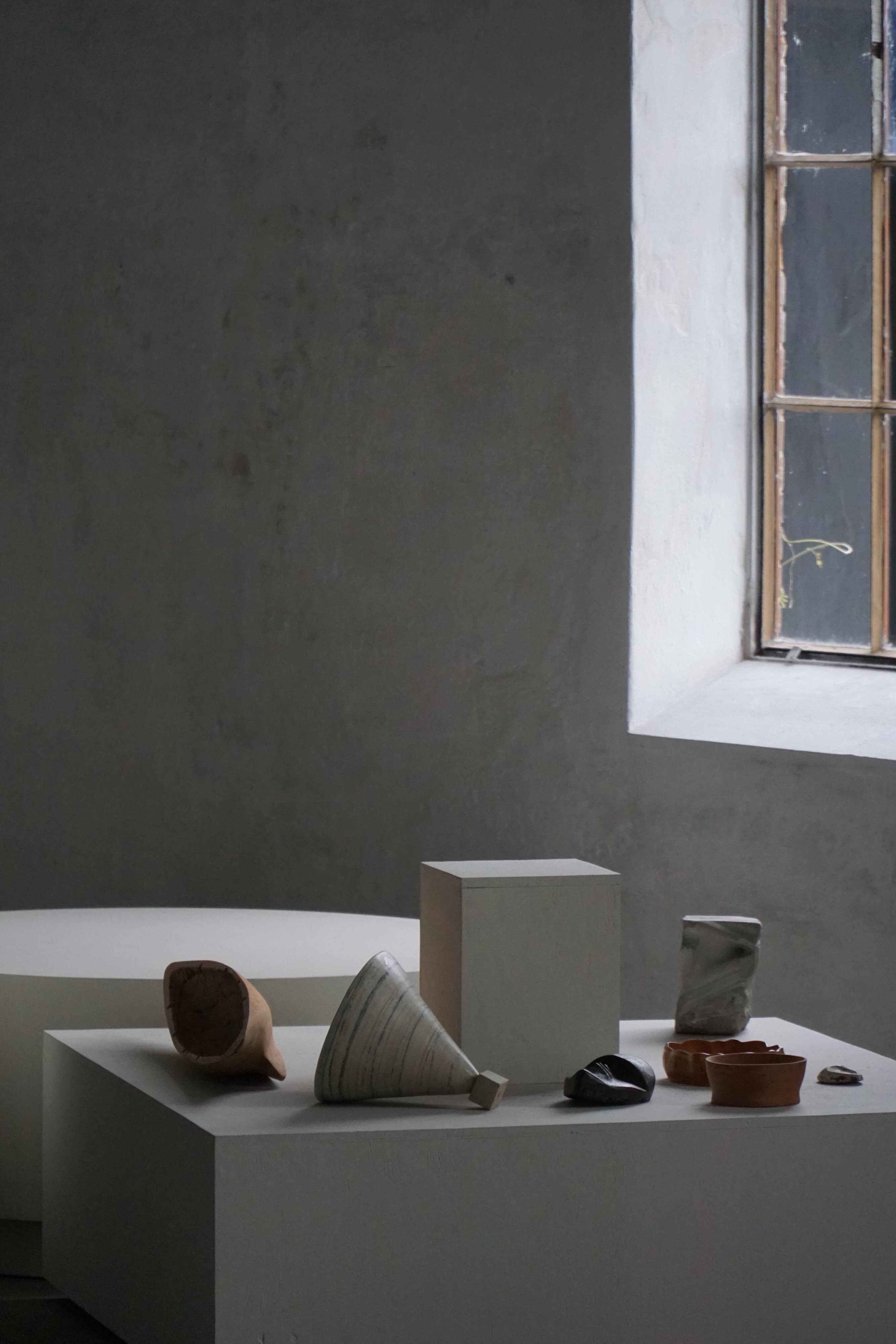 Decorative stoneware vase from mid-20th century, 1960s.