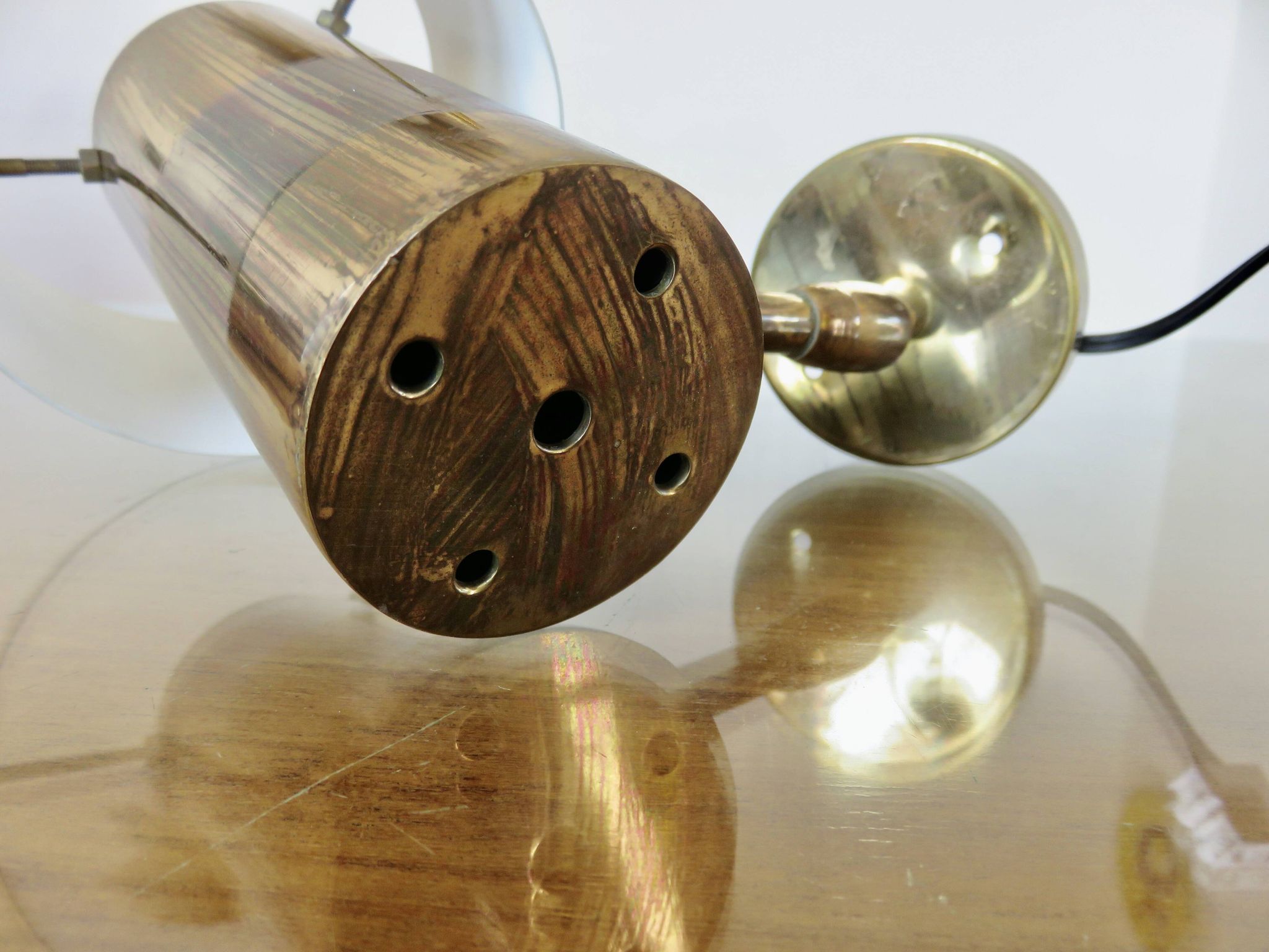 Wall light Jo Hammerborg in patinated brass, gun barrel finish, Denmark, 1970s.