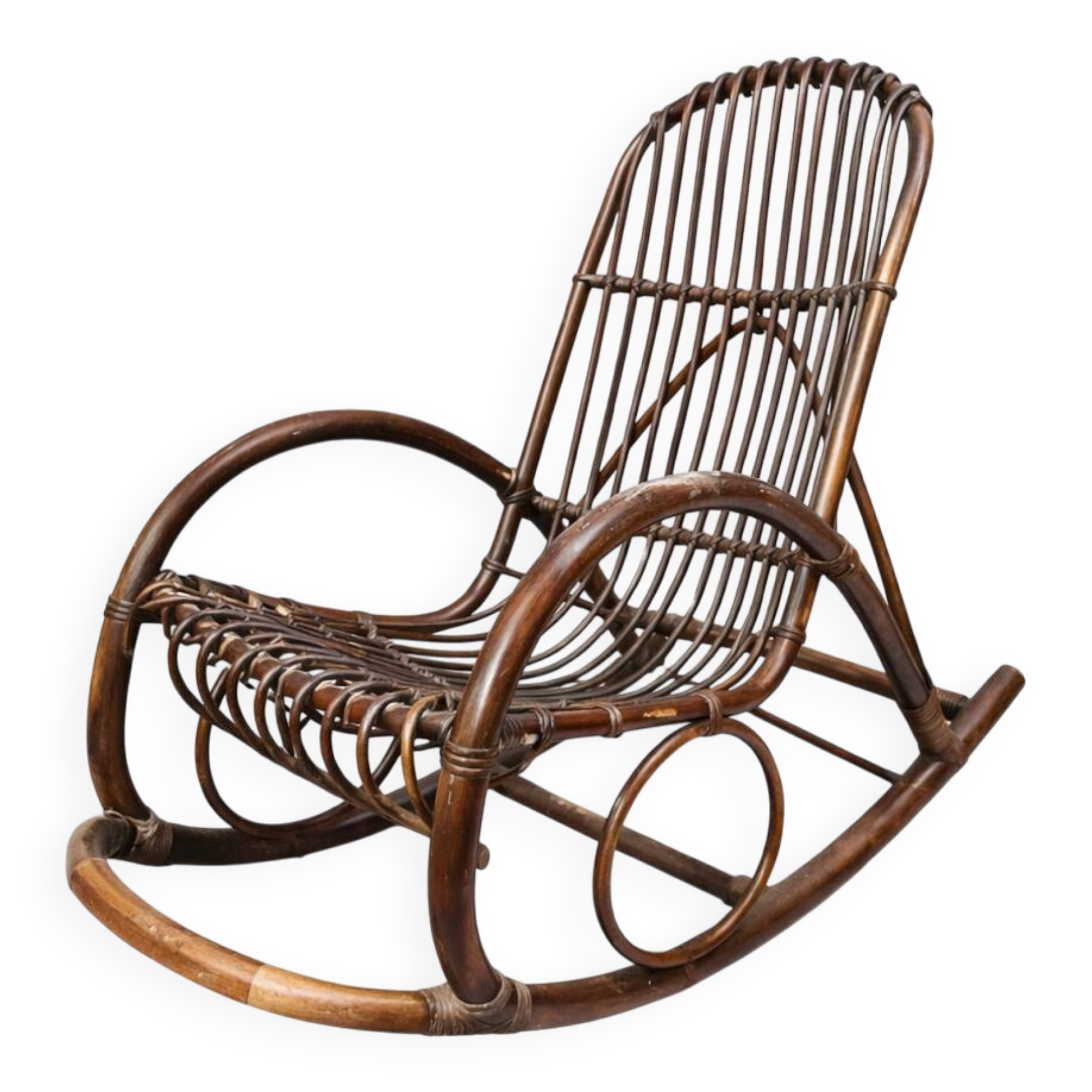 Vintage 1960s rattan rocking chair