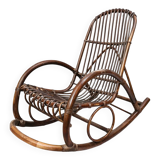 Vintage 1960s rattan rocking chair