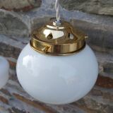 Set of 3 hanging lamps in opaline, Art Deco