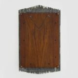 Large rectangular brutalist style metal on wood mirror signed ELY, Ely Creazioni. 70s