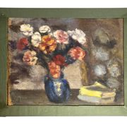 Huile sur panneau nature morte bouquet signée début XXème
