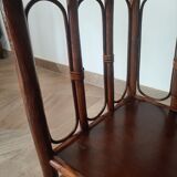 Vintage - set of 2 shelves of wooden floor, bamboo and rattan - 3 levels- retro 80s