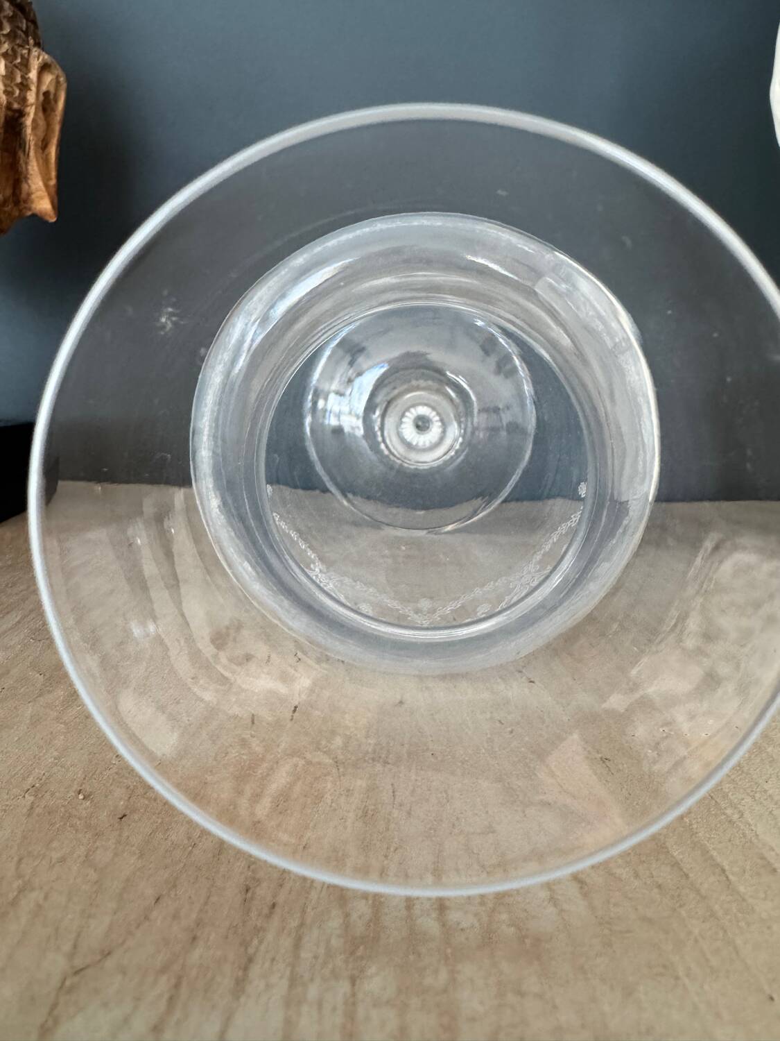 Engraved glass vase