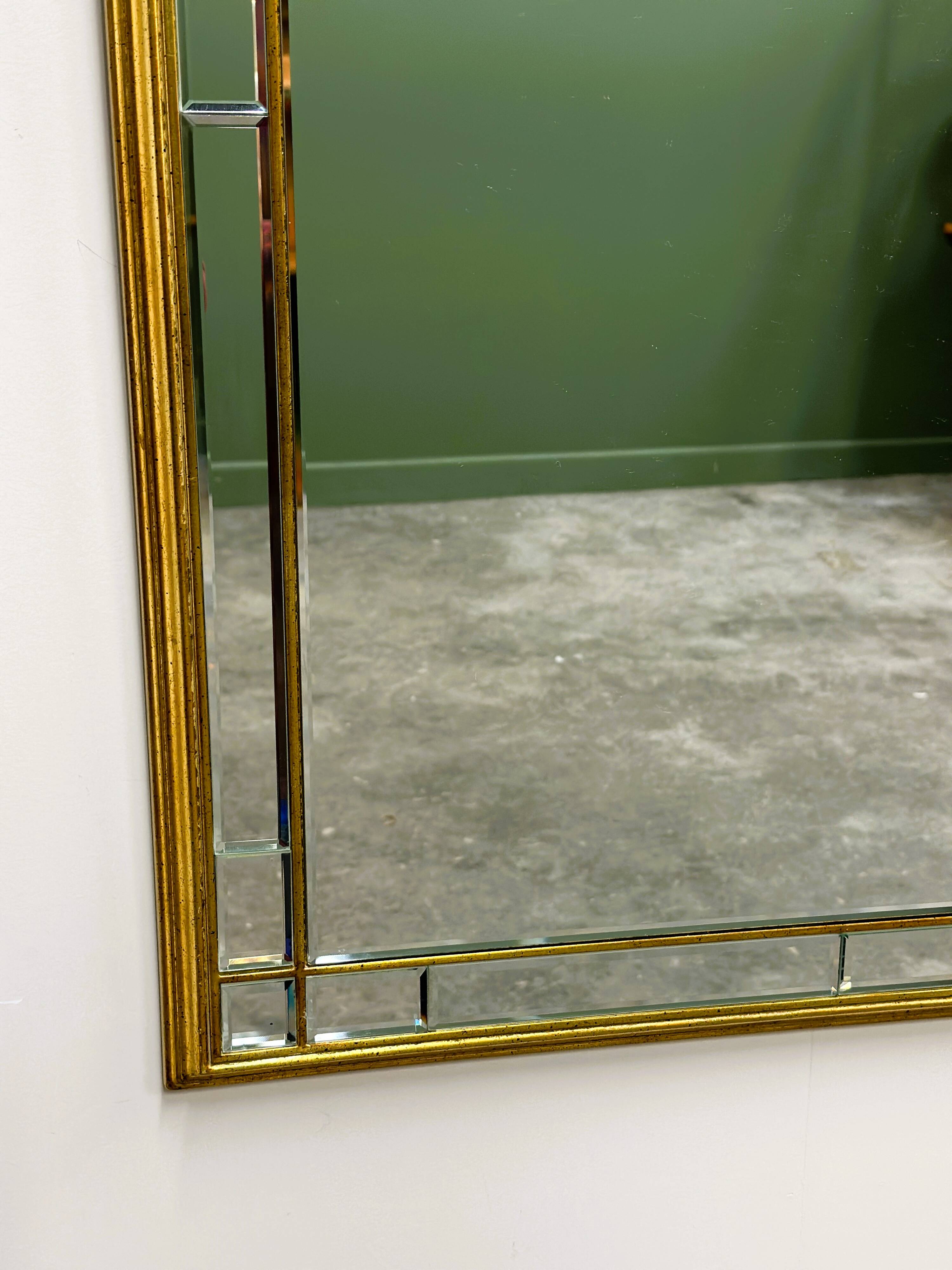 Vintage Large facet cut luxury mirror with gilded frame by Deknudt, 1980s.