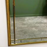 Vintage Large facet cut luxury mirror with gilded frame by Deknudt, 1980s.