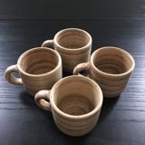 Set of 4 beige stoneware cups