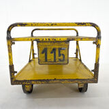 Vintage industrial coffee or side table on wheels