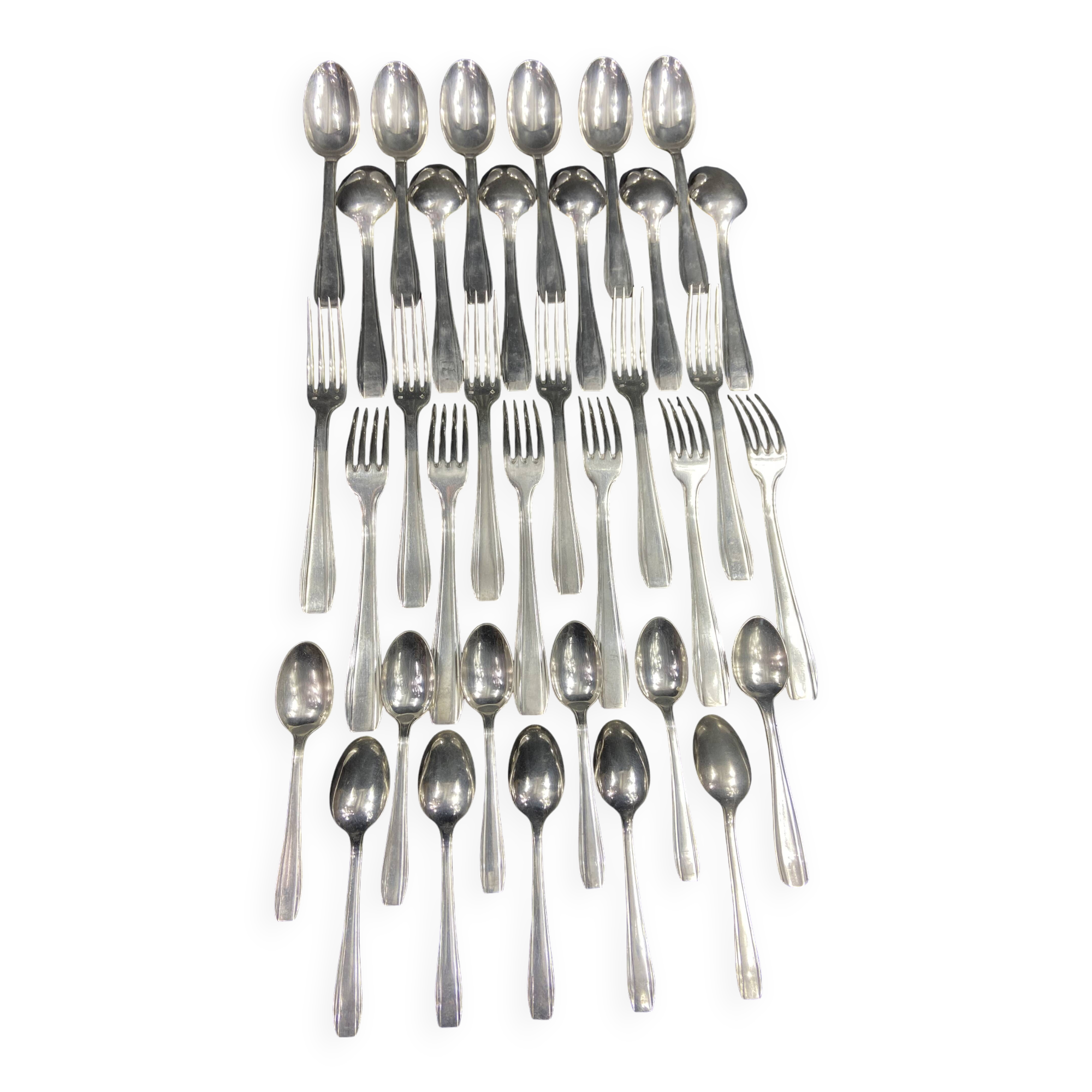 Vintage design silver metal cutlery set
