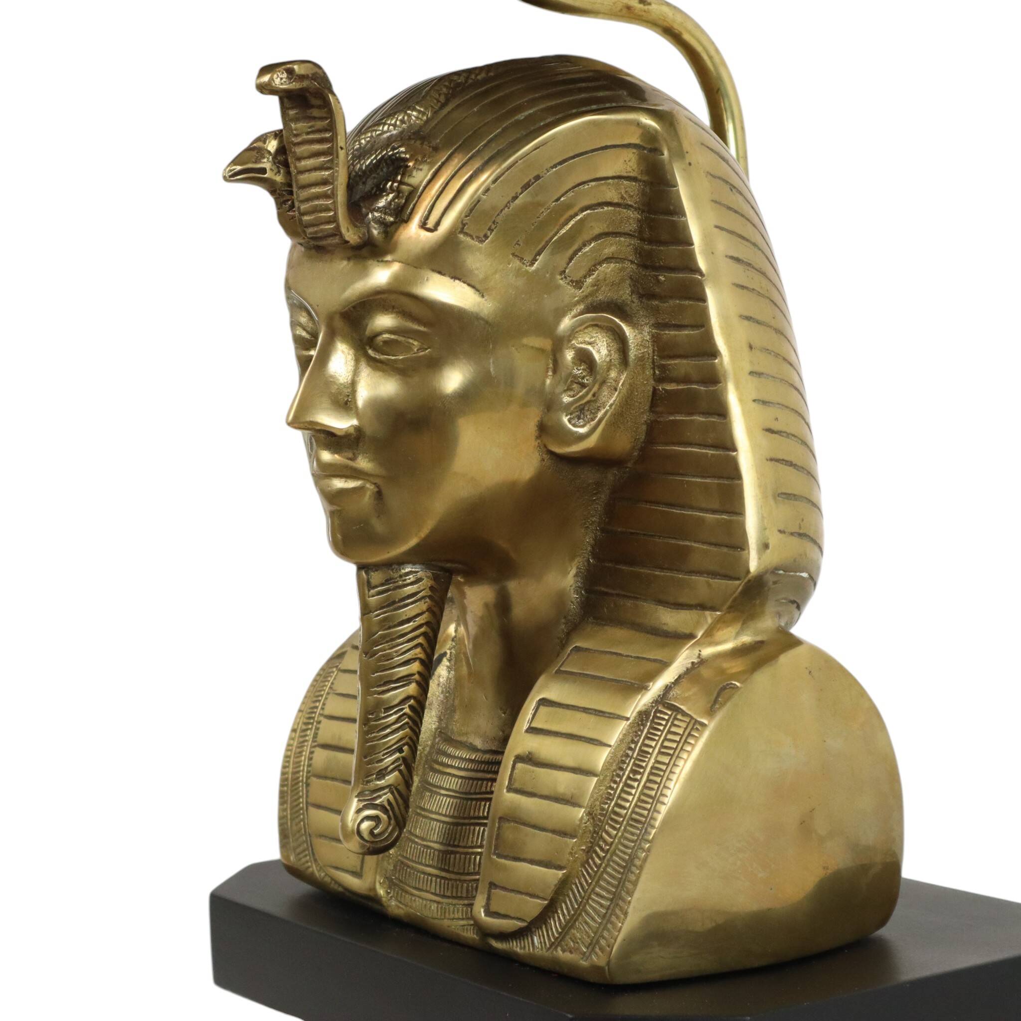 Vintage Brass Pharaoh Table Lamp Hollywood Regency 56cm