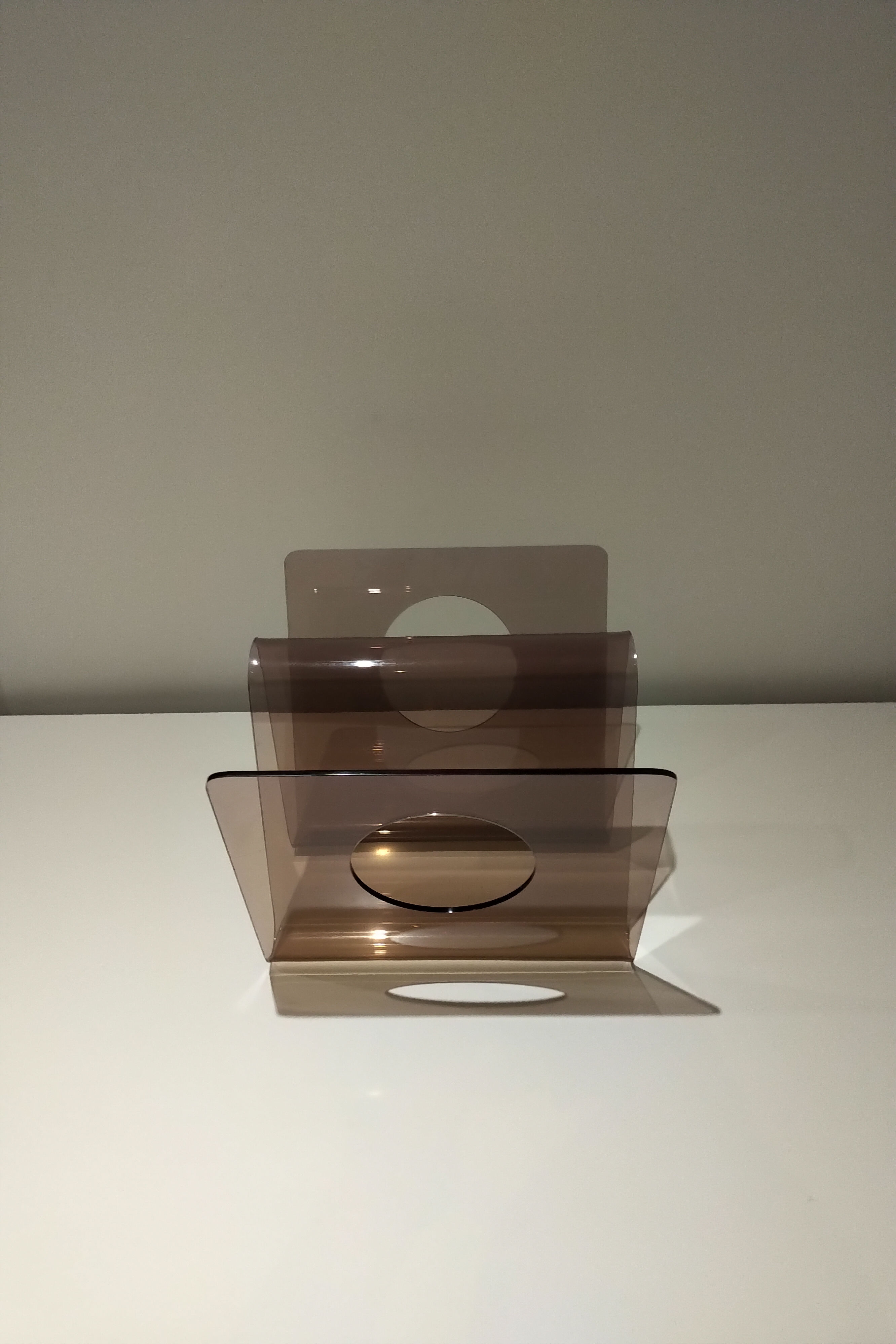 Michel Dumas plexiglass design magazine holders, 1970s