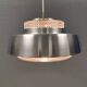 Hanging lamp in aluminium and hard pressed crystal glass. Denmark 1980s