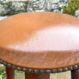 Pair of studded leather bar stools