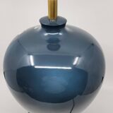 Lampe  Louis Drimmer en porcelaine bleue décorée à l'or fin de fleurs roses ,années 1970 Vintage