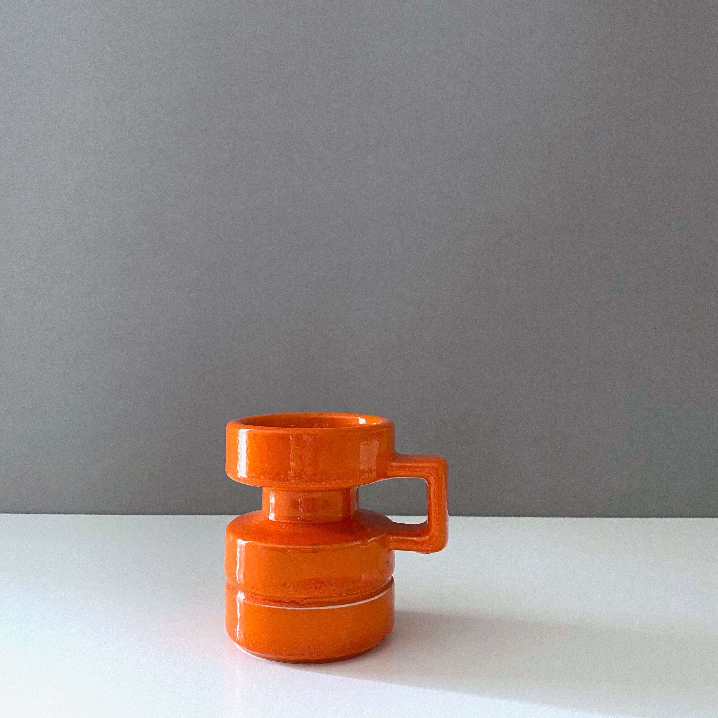Mid Century Candlestick, Steuler Ceramic 74-10 orange