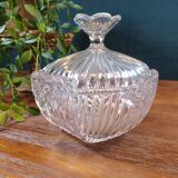 Ribbed glass candy dish with flowers