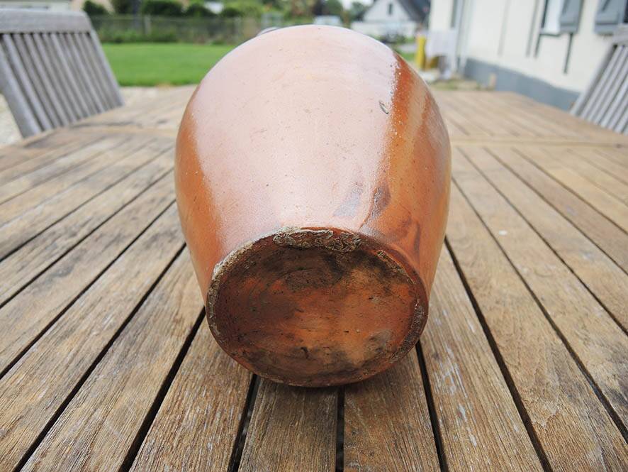 Old Large Jug in Brown Glazed Stoneware H 29 cm