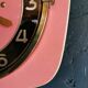 Vintage formica clock silent trapeze wall pendulum "Odo pink black"