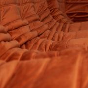 Togo two-seater sofa in amber orange velvet by Michel Ducaroy for Ligne Roset, 1973