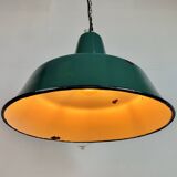 Large Industrial Green Enamel Factory Pendant Lamp, 1960s