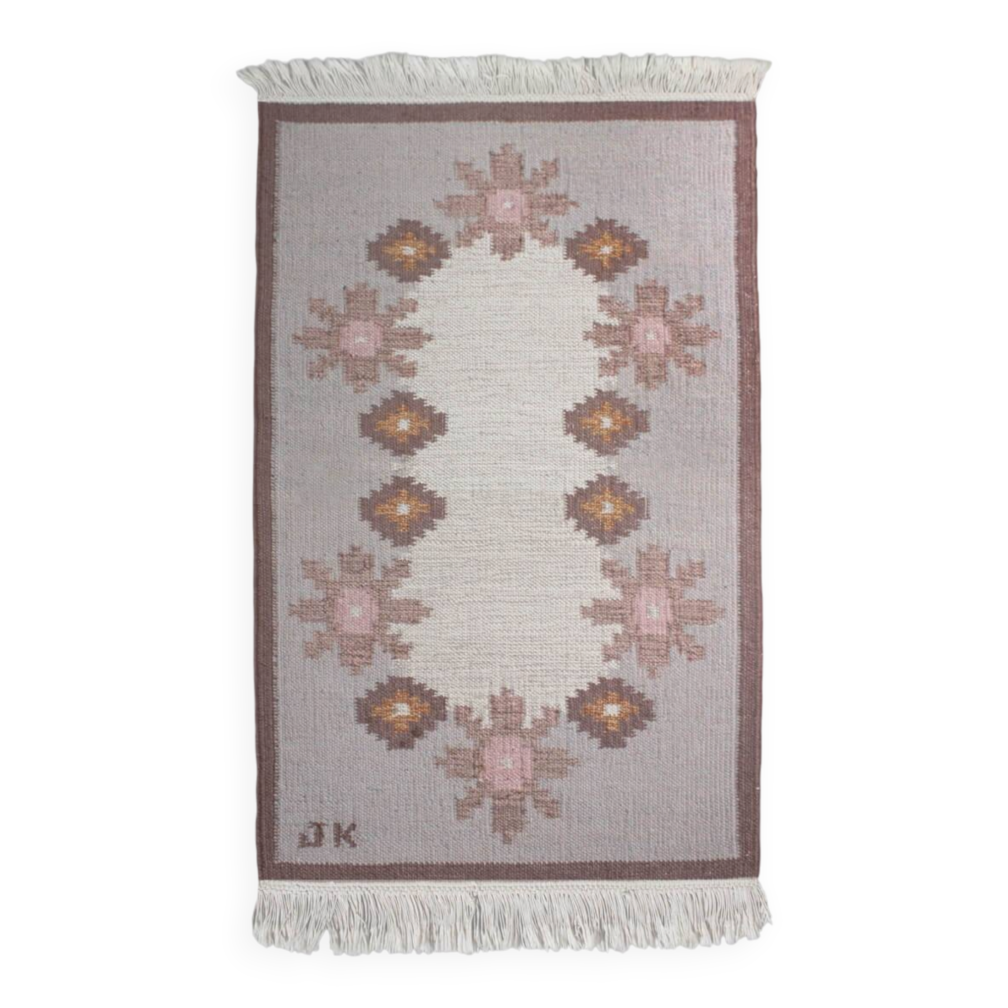Karin Jönsson Flat-Woven Swedish Wool Rug, 70x120cm, Signed