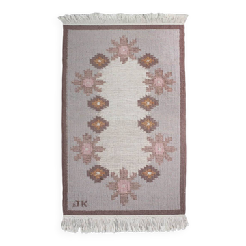 Karin Jönsson Flat-Woven Swedish Wool Rug, 70x120cm, Signed
