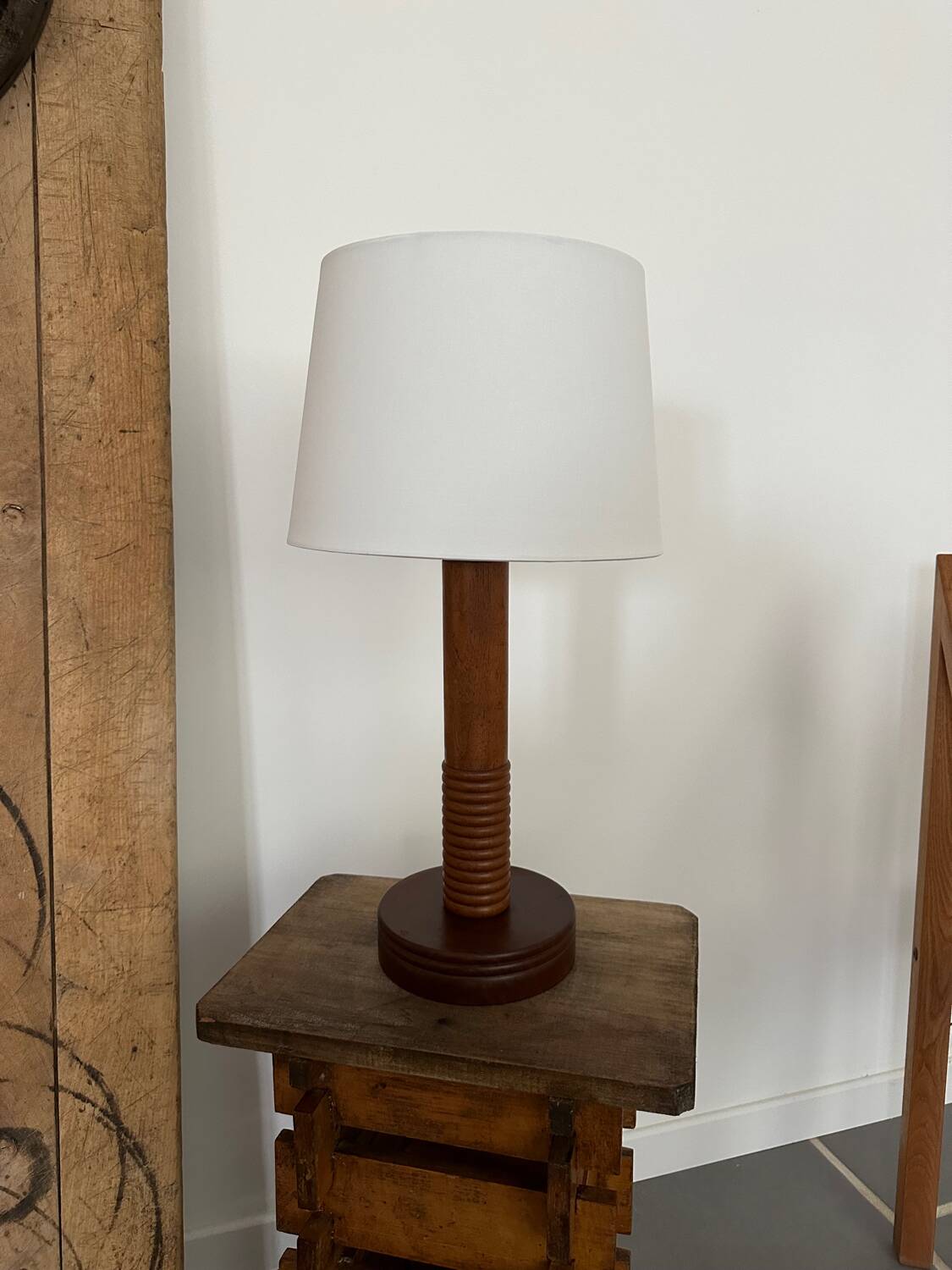 Art Deco turned wood lamp