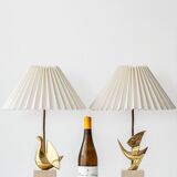 Pair of Philippe Jean Sculptural Brass Bird Table Lamps, Signed Limited Editions