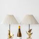 Pair of Philippe Jean Sculptural Brass Bird Table Lamps, Signed Limited Editions