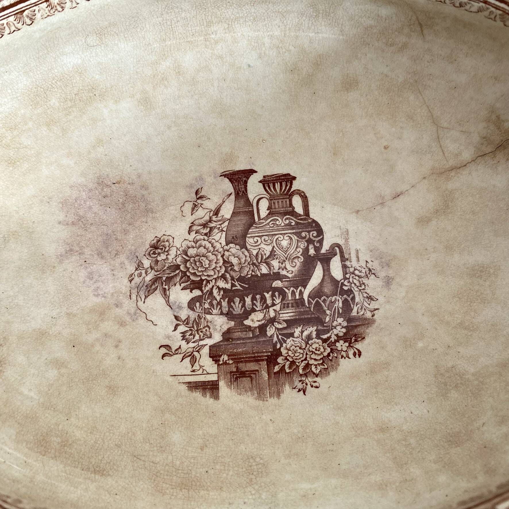 Antique vegetable dish in English ironstone "Princess Alexandra"