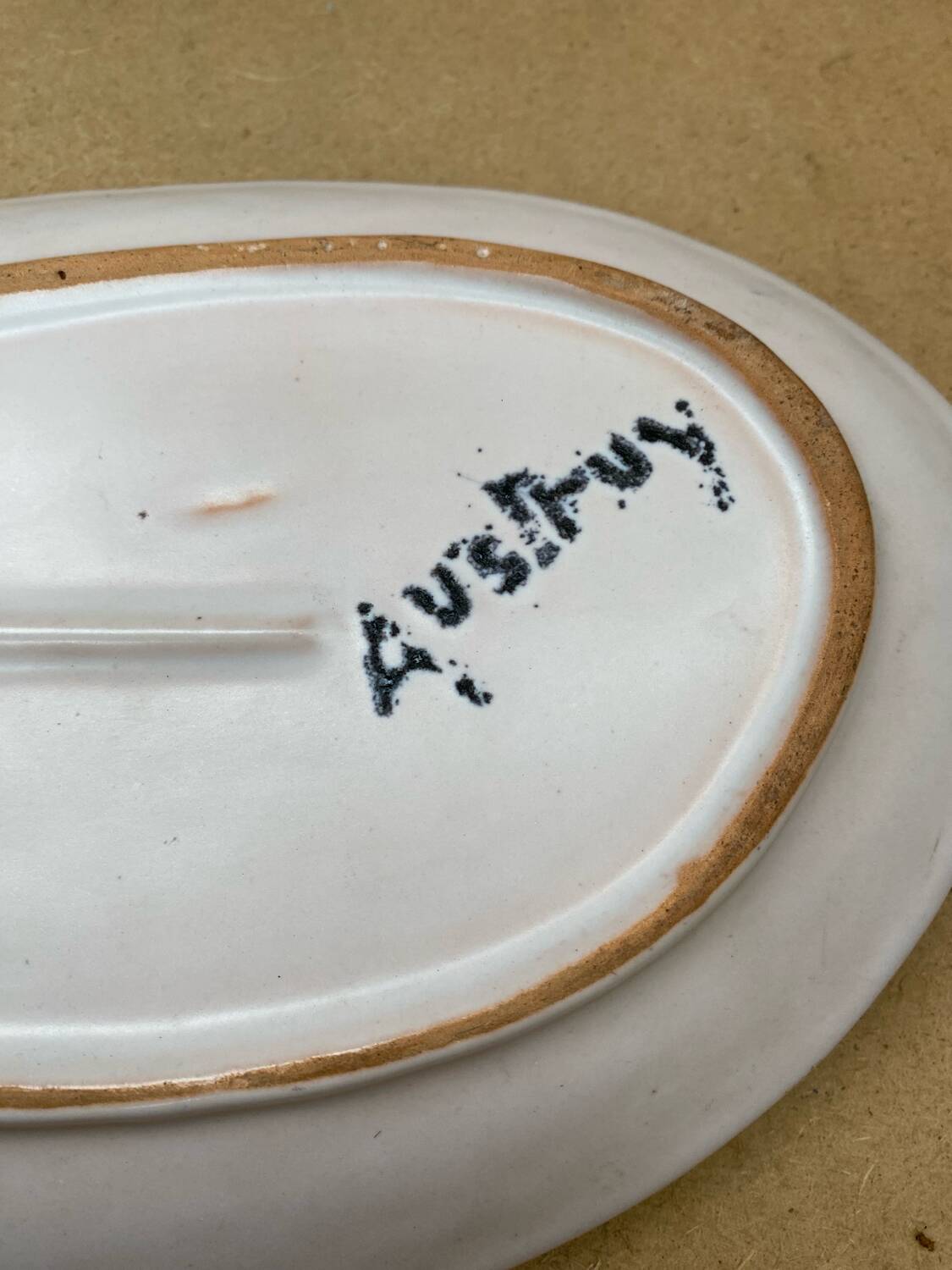 Old vallauris dish by jean austruy fish shape ceramic blue gray #b654