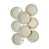 8 Petites Assiettes en grès moucheté Tulowice mid century XXe