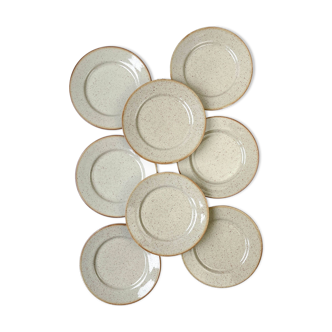 8 Small Plates in Tulowice speckled sandstone mid century 20th
