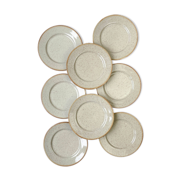 8 Small plates in speckled stoneware Tulowice mid century 20th
