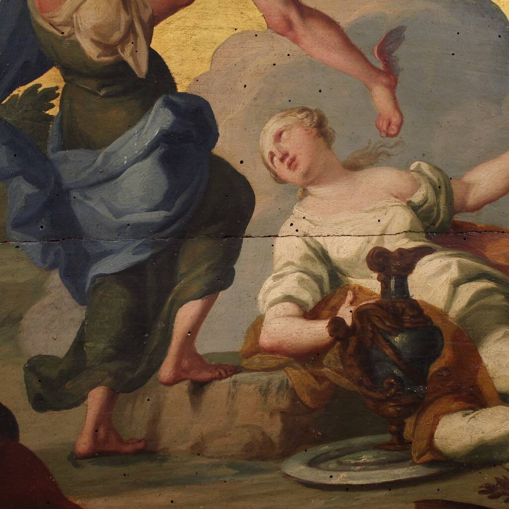 18th century Italian panel painting, Hermes entrusts Dionysus to the nymphs