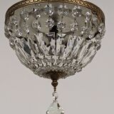 Louis XVI style bronze ceiling light and glass pendants