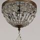 Louis XVI style bronze ceiling light and glass pendants