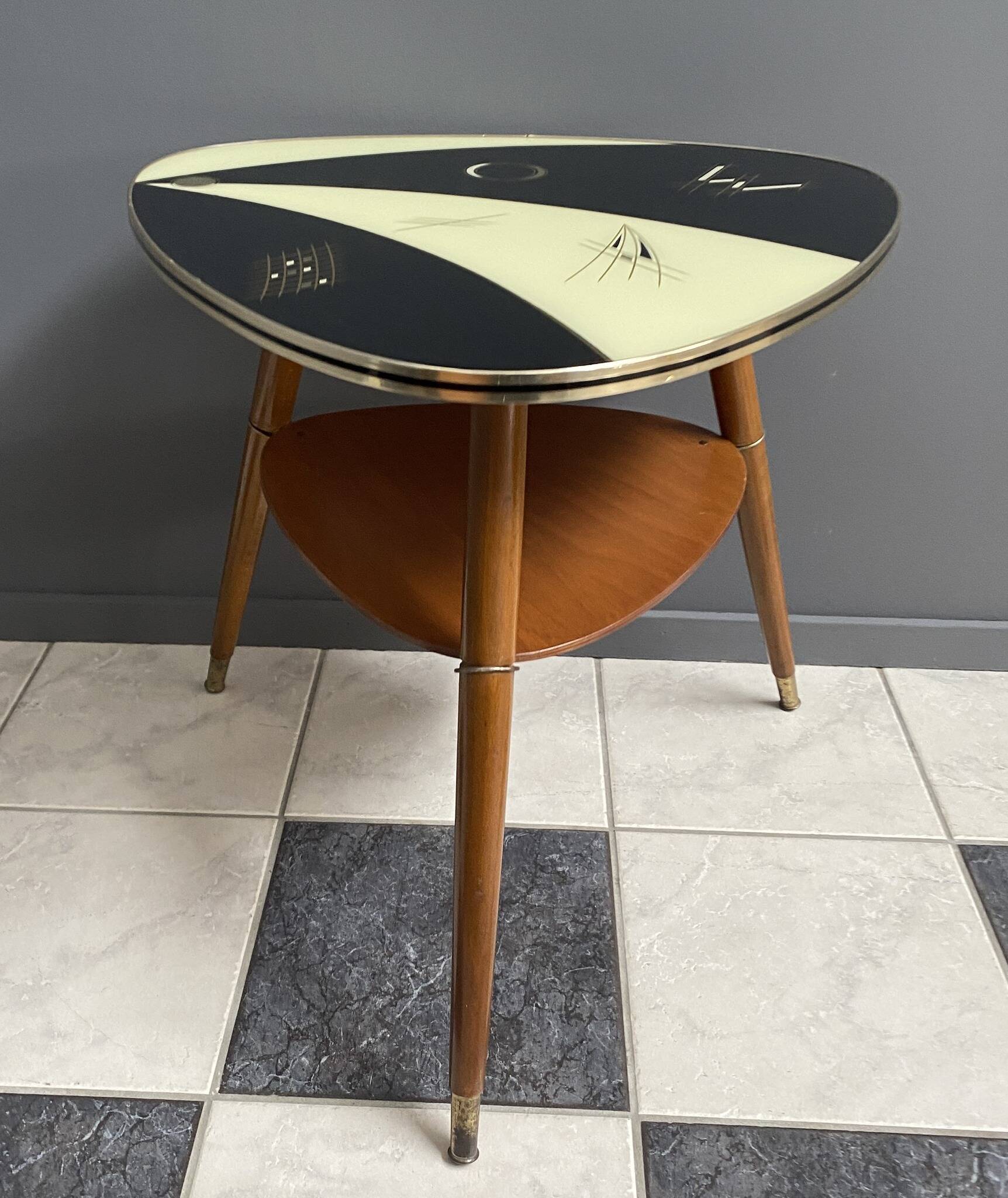 Triangular glass table from the 1960s