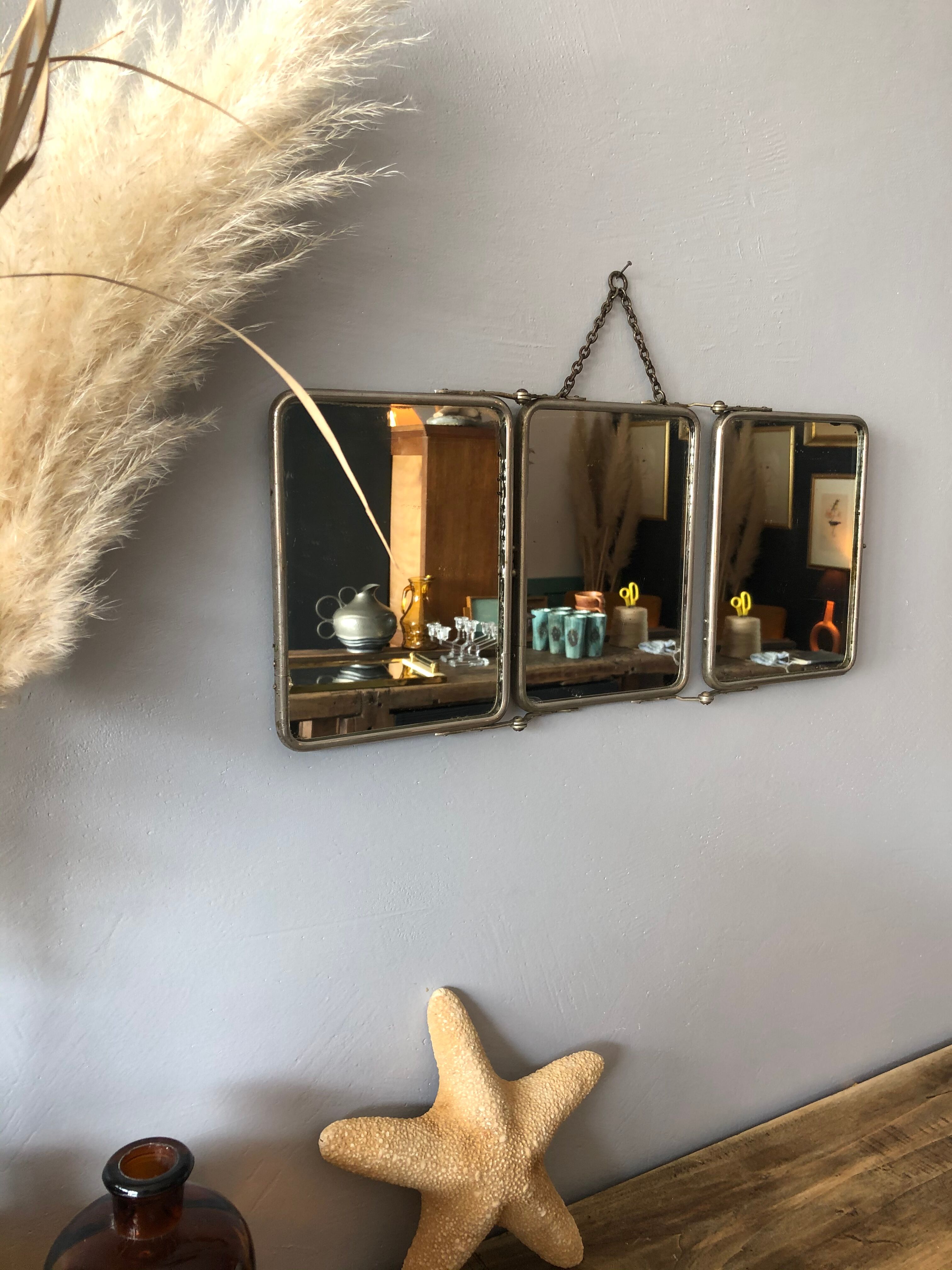 Barber triptych mirror 51x30cm