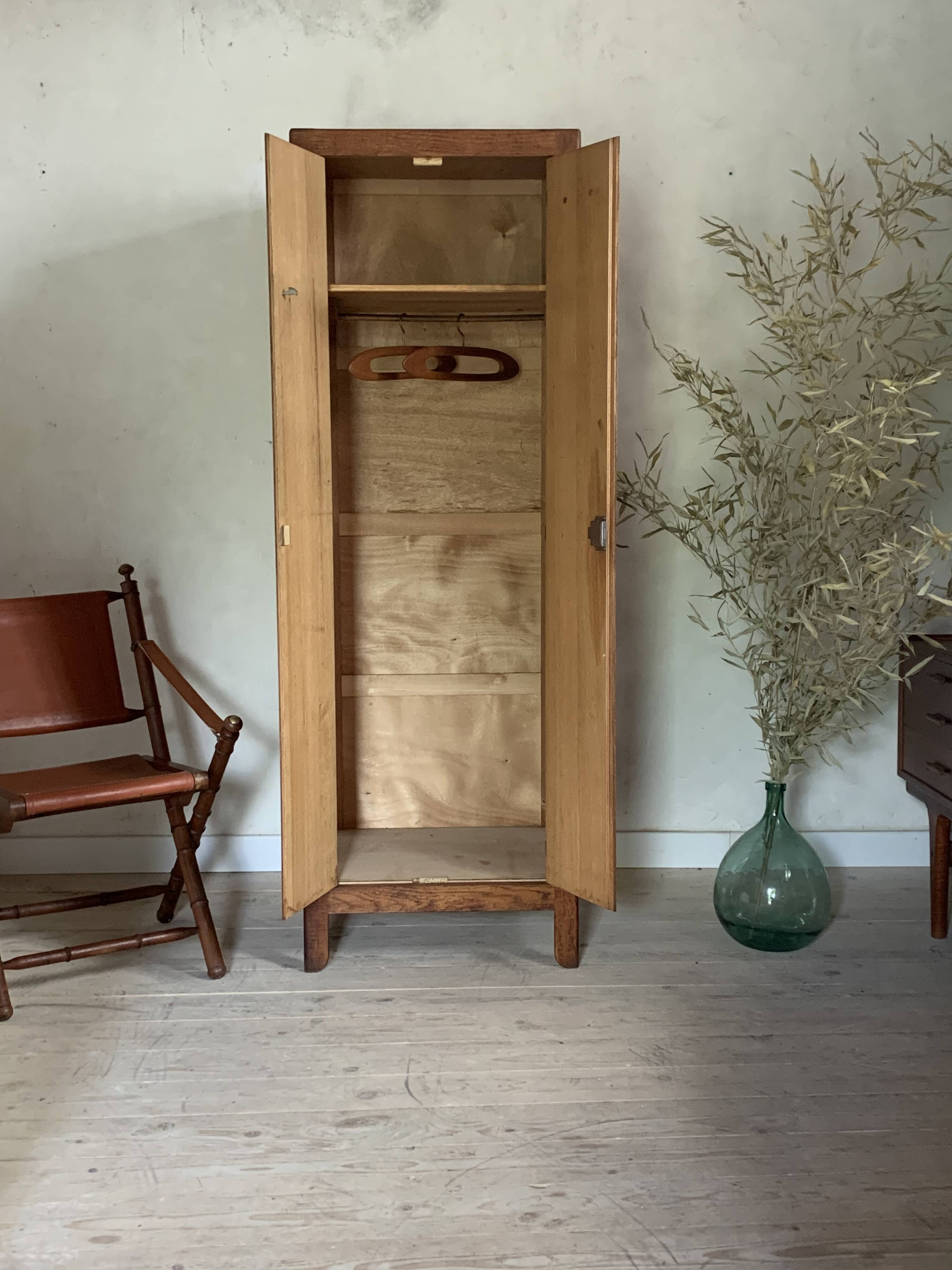 Vintage Parisian oak wardrobe