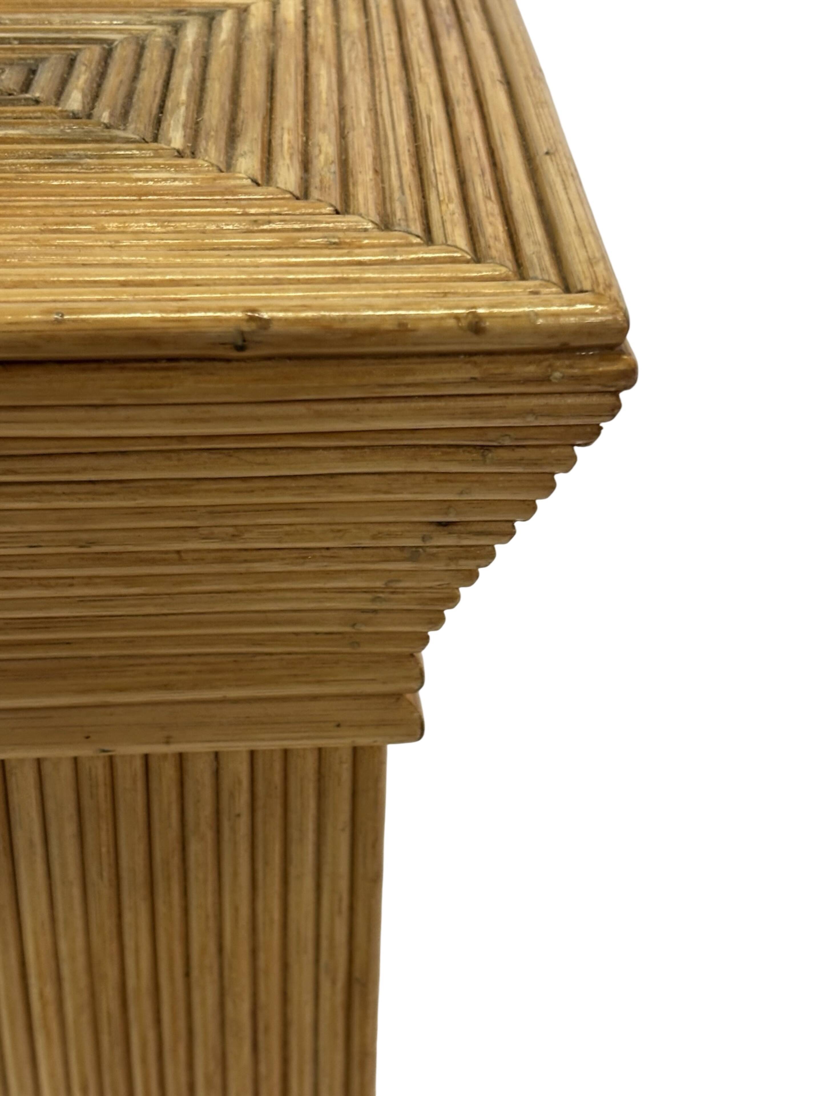 Vintage Rattan Column Planter Bamboo Bohemian Pillar '70s Rattan Mcguire