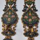 Pair of mountain appliques Savoy vintage painted wood