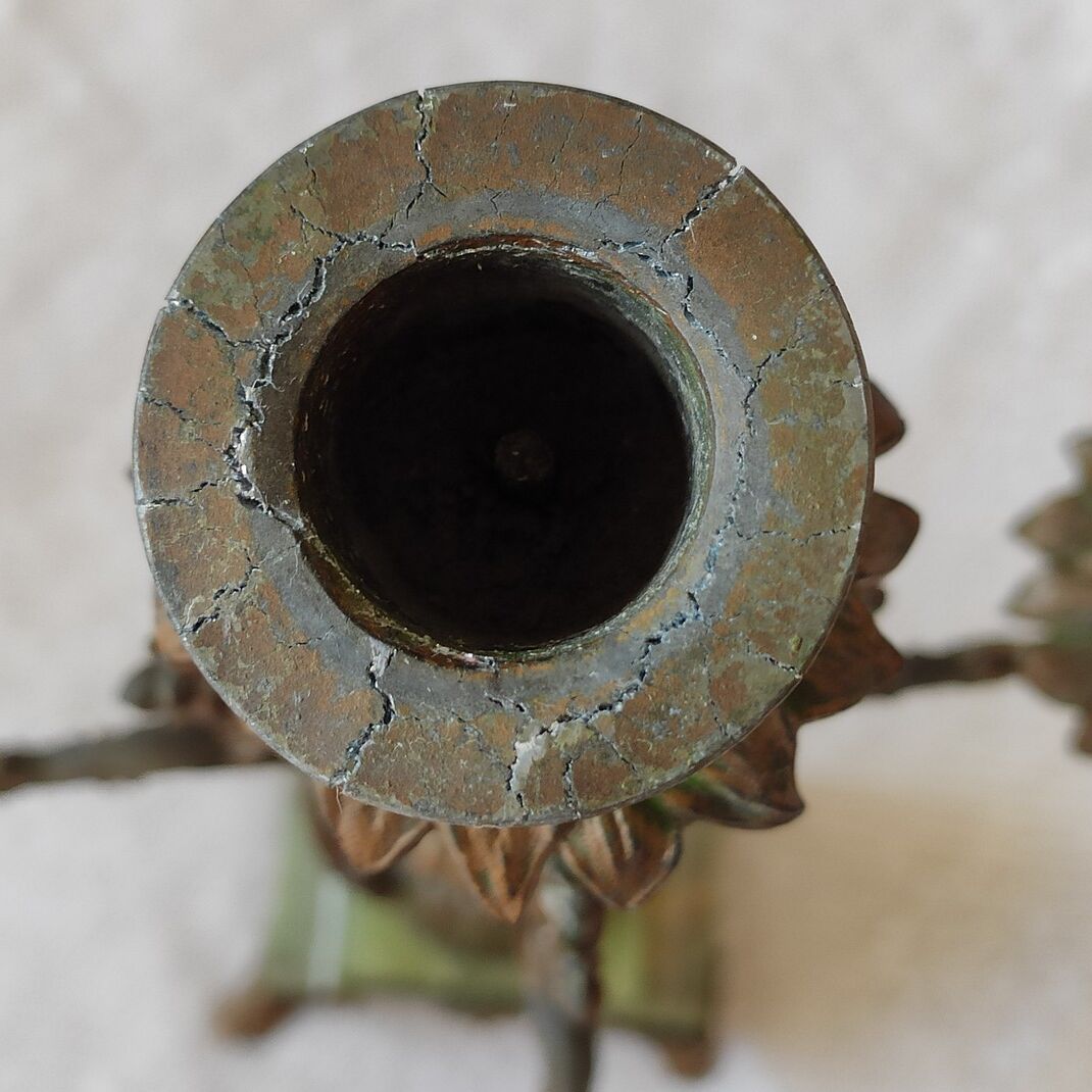 Chandelier ancien régule et onyx vert
