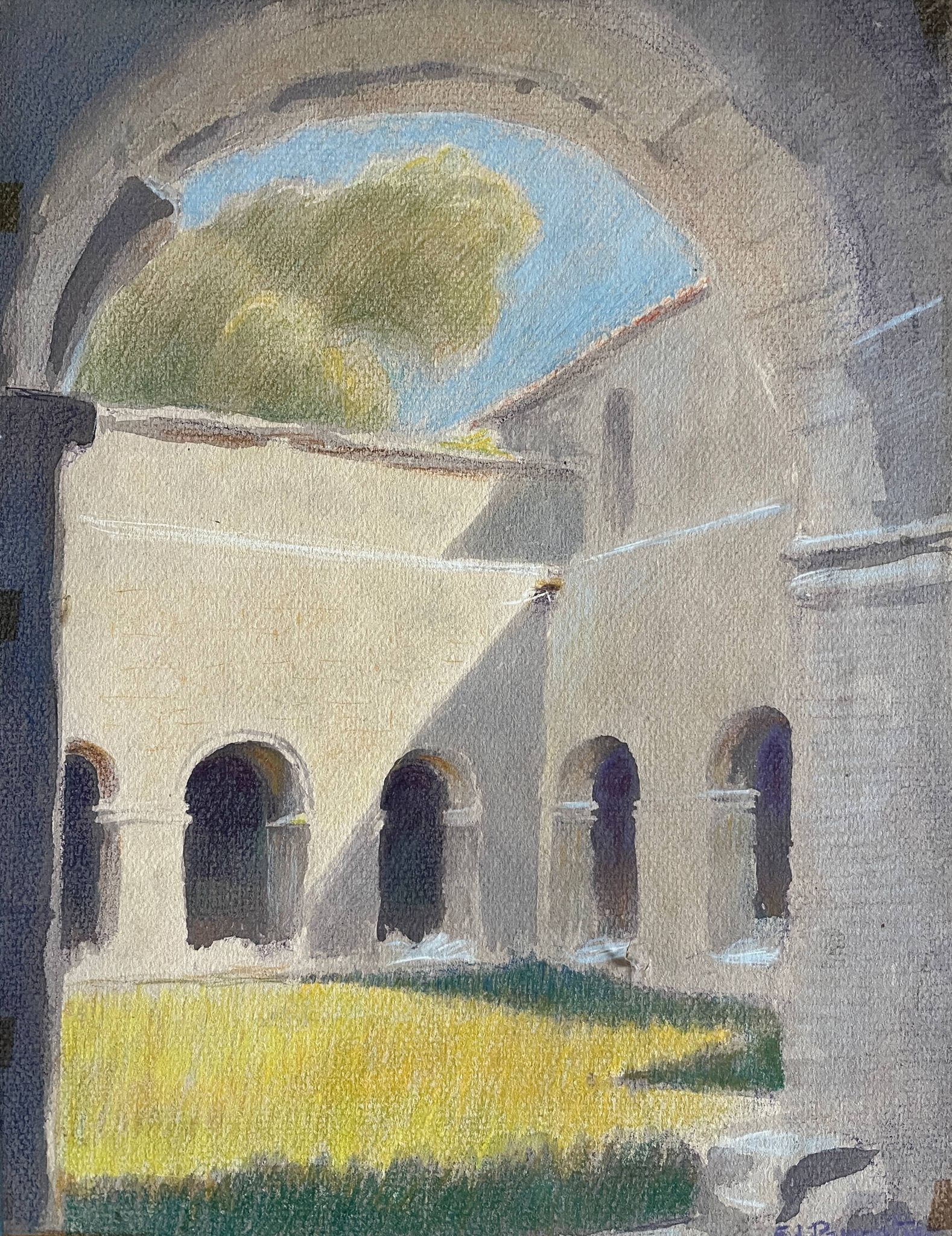 Paintings set of 6 drawings by Ed. Pannetier (1884-1965) Provence Côte d'Azur