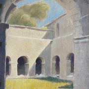 Paintings set of 6 drawings by Ed. Pannetier (1884-1965) Provence Côte d'Azur