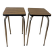 Pair of vintage high stools in formica and chrome metal
