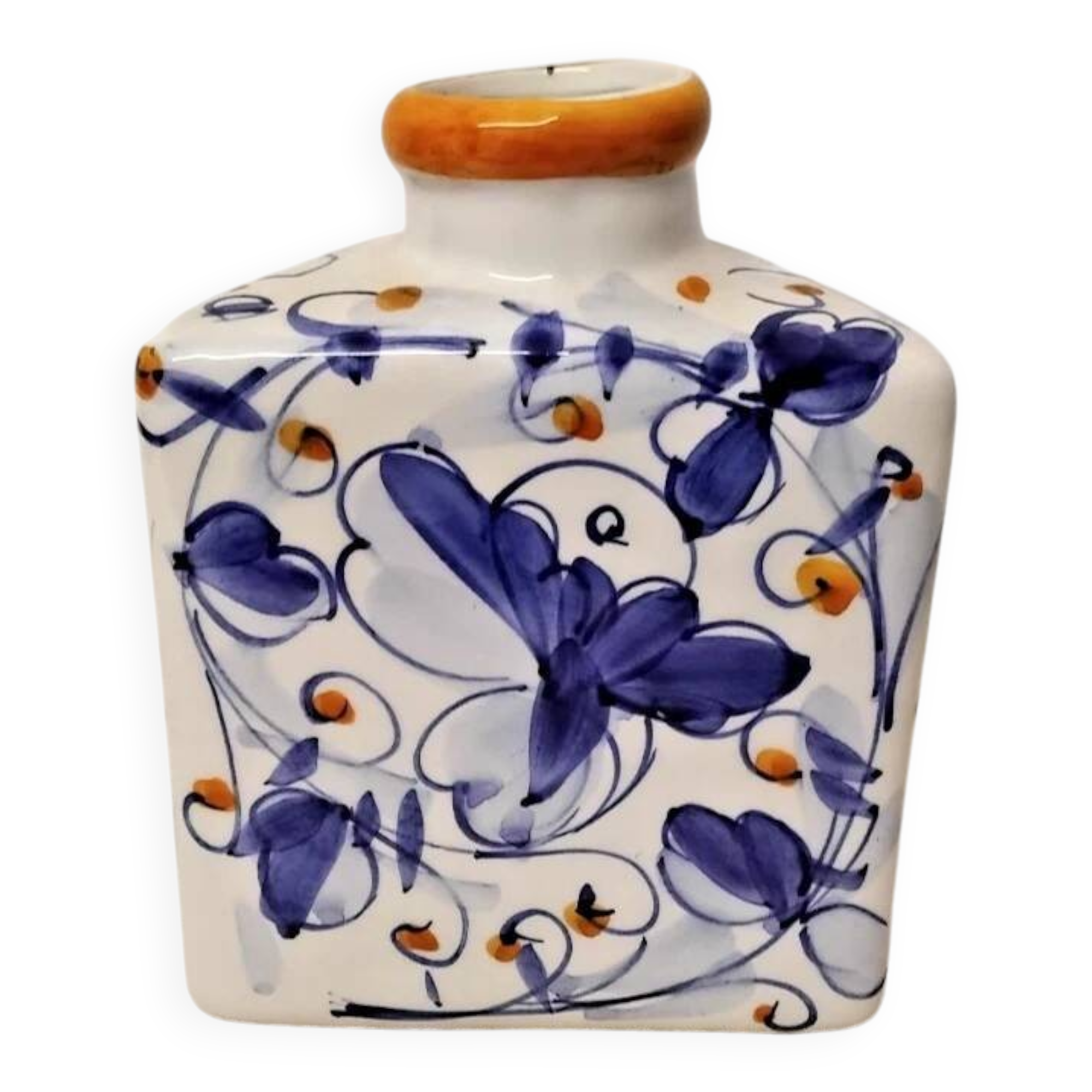 Vintage Glazed Ceramic Pottery Soliflore Vase H: 15 cm