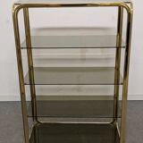 Hollywood Regency gilt metal and smoked glass shelf, Italy circa 1970