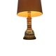 Vintage orange Portuguese table lamp with a ceramic base.